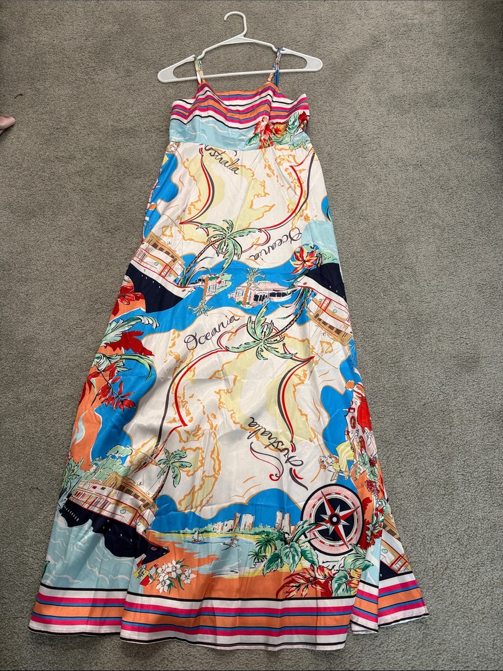 Multicolor Floral-Print Maxi Dress with Smocked Bodice